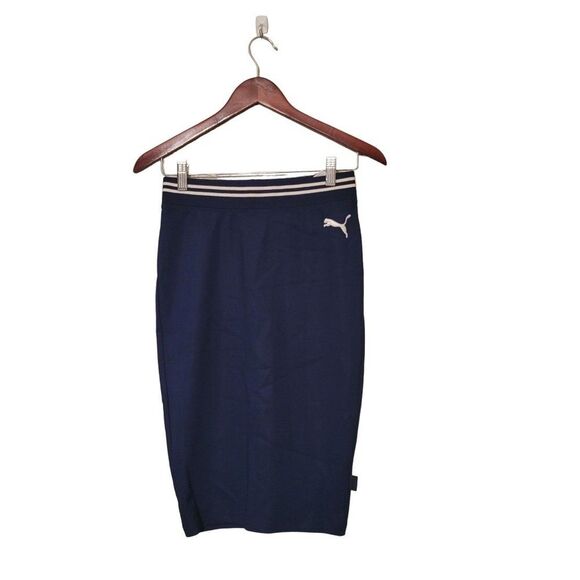 Puma By Rihanna	 Fenty Womens Skirt Blue XS Pencil Straight Stretch Midi Varsity - Picture 4 of 8